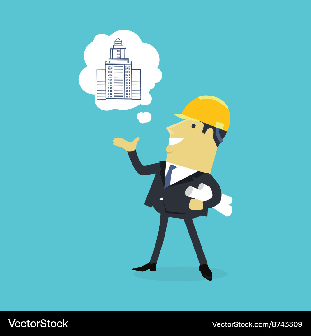 Character of architect with a new project vector image