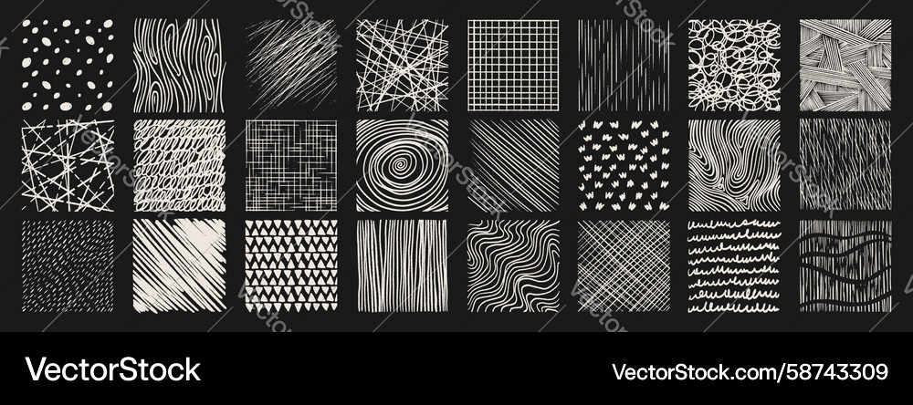 Crosshatch texture patterns set Crosshatch texture patterns set Vector Image