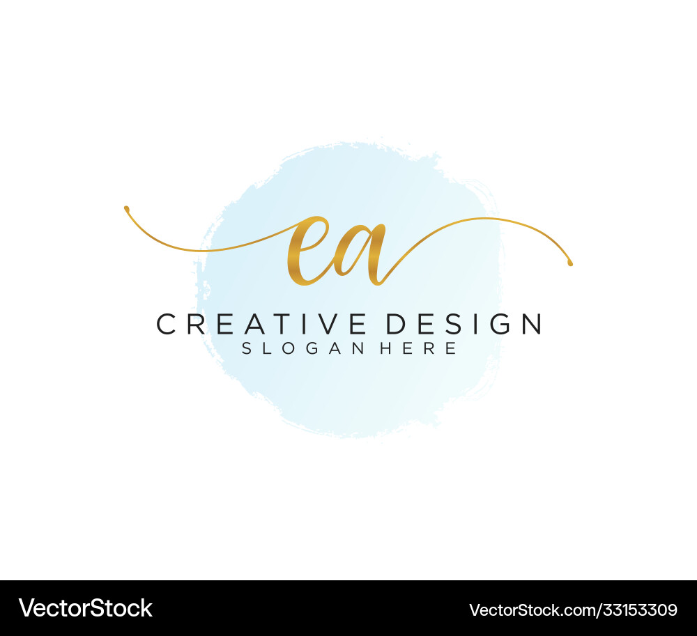 Elegant Initial ‘EA’ Watercolor Logo Vector Image