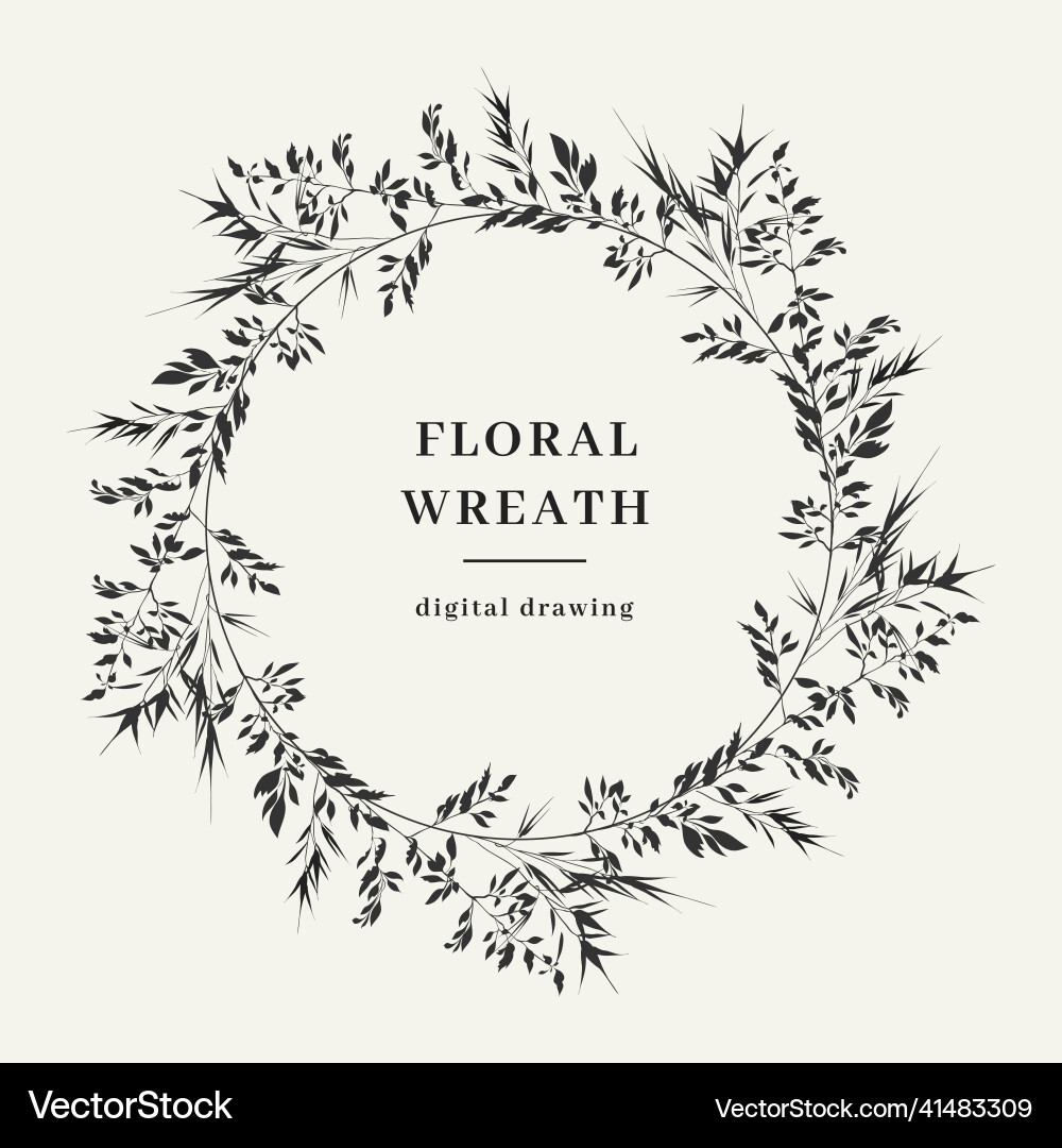 Floral wreath wildflower elegant frame vector image