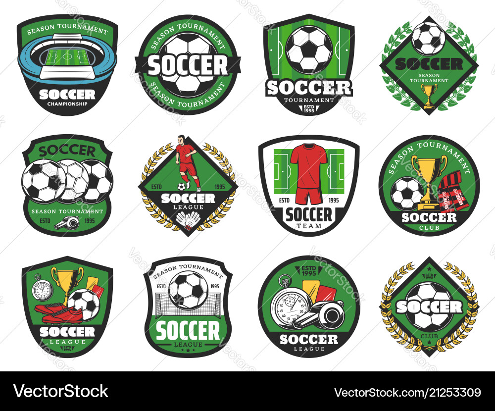 Football sport and soccer ball icons Vector Image