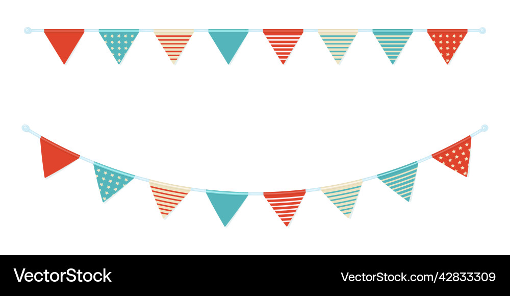 Garland of triangular flags on ribbon in nautical Garland of triangular flags on ribbon in nautical vector image