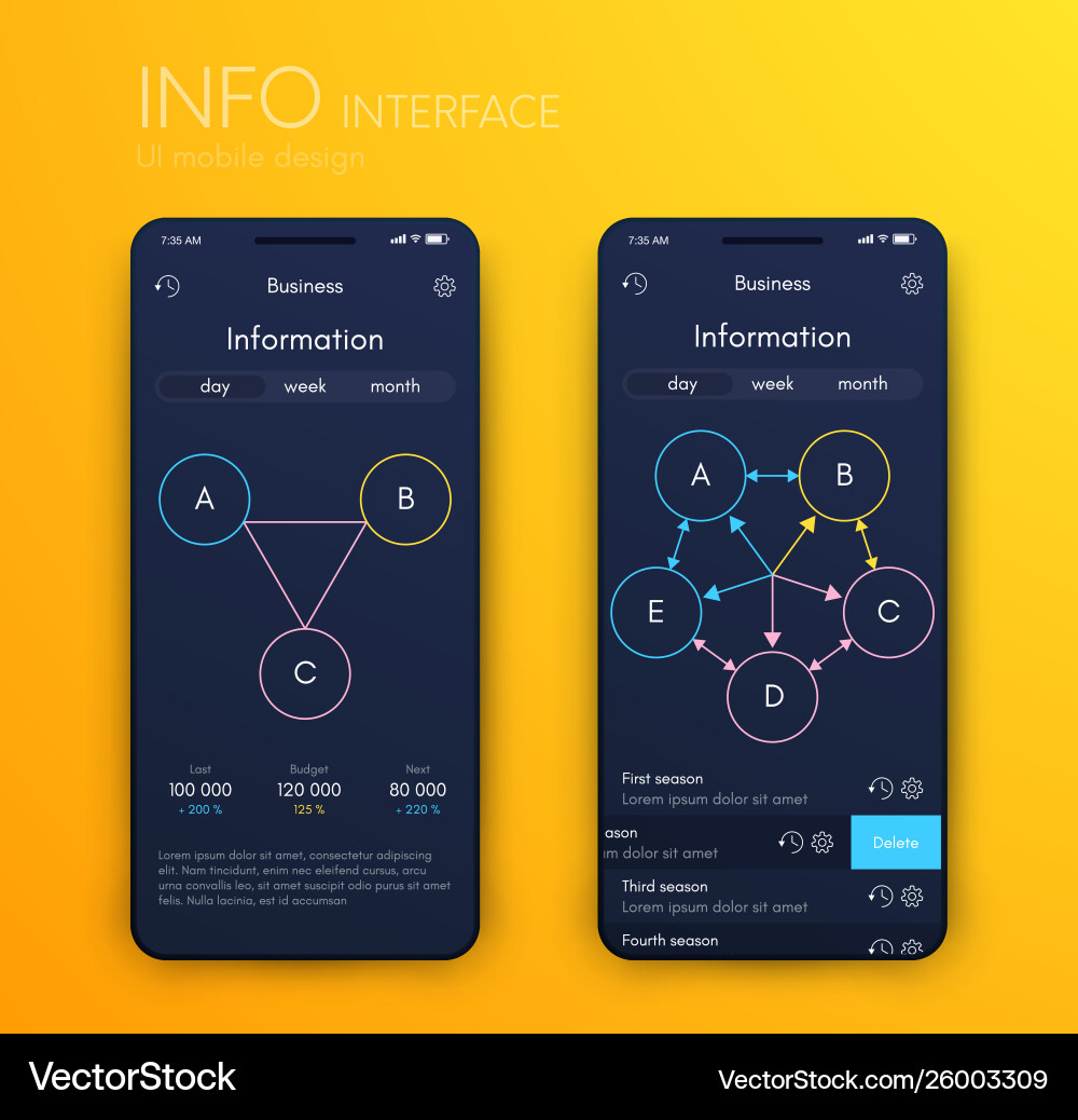 Graphics mobile infographics with three Graphics mobile infographics with three vector image