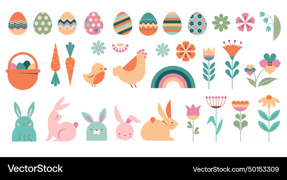 Happy easter collection of icons Happy easter collection of icons vector image