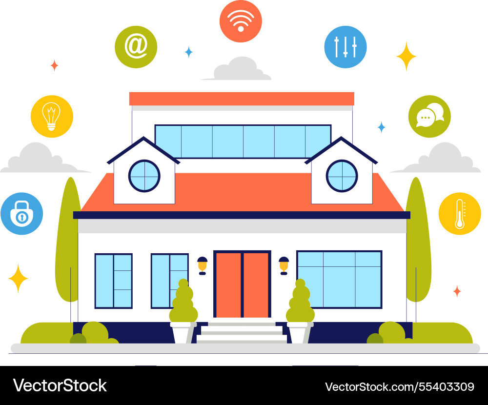 Home automation featuring a smart controlled Home automation featuring a smart controlled vector image