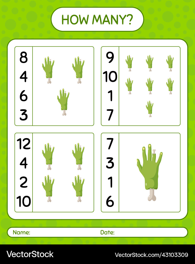 How many counting game with zombies hand vector image