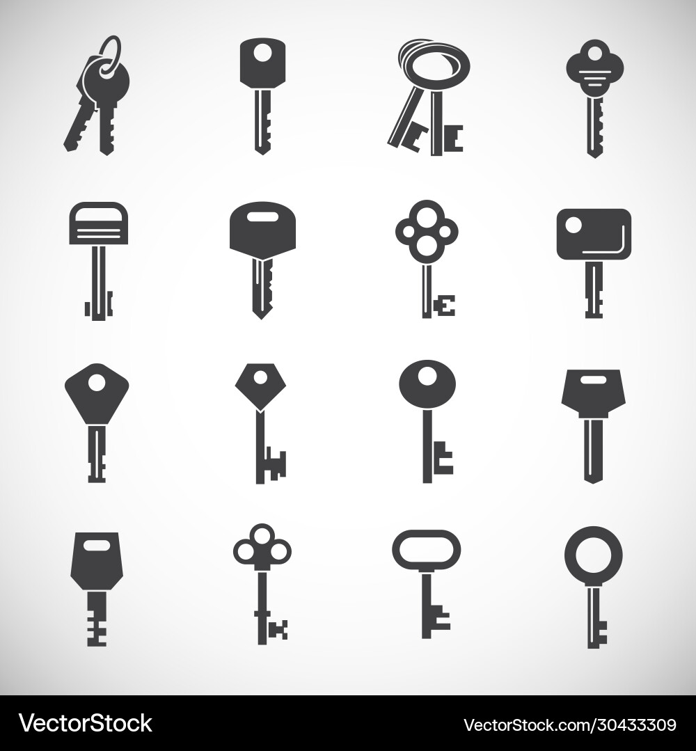 Key icons set on background for graphic and web Key icons set on background for graphic and web vector image
