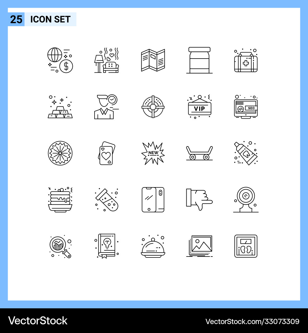 Modern set 25 lines and symbols such as first Vector Image