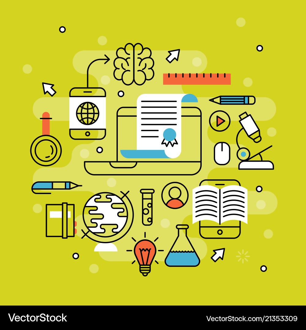Online learning flat design distant education Online learning flat design distant education vector image