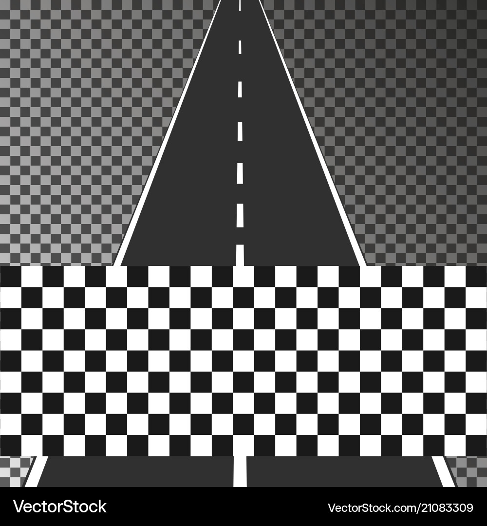 Road with finish flag on transparent background e Vector Image