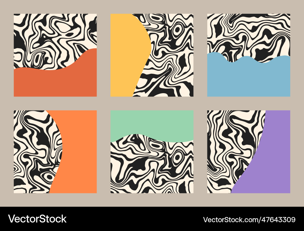 Set abstract square backgrounds in retro groovy Set abstract square backgrounds in retro groovy vector image