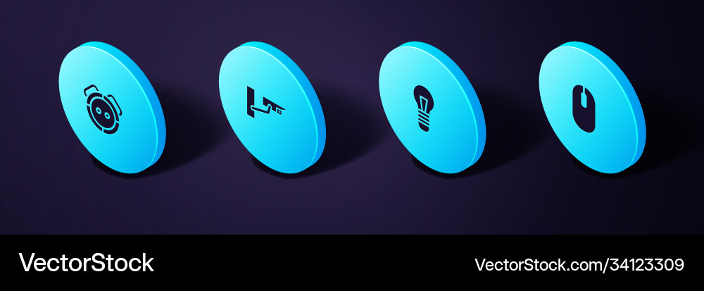 Set isometric computer mouse light bulb security Set isometric computer mouse light bulb security Vector Image