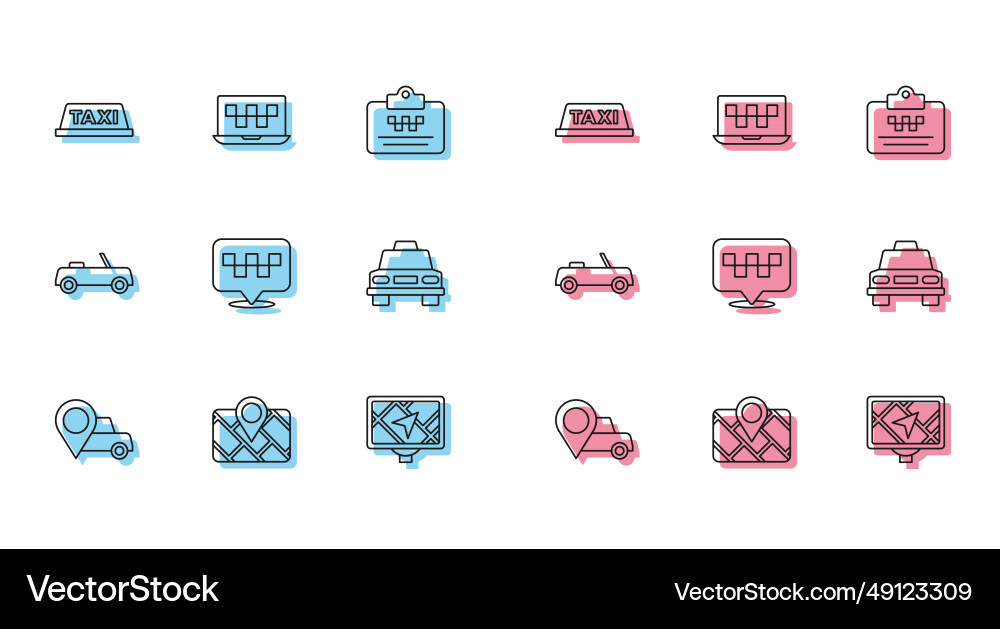 Set line location with taxi gps device map Set line location with taxi gps device map vector image
