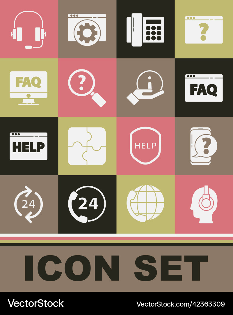Set support operator in touch mobile phone Set support operator in touch mobile phone vector image