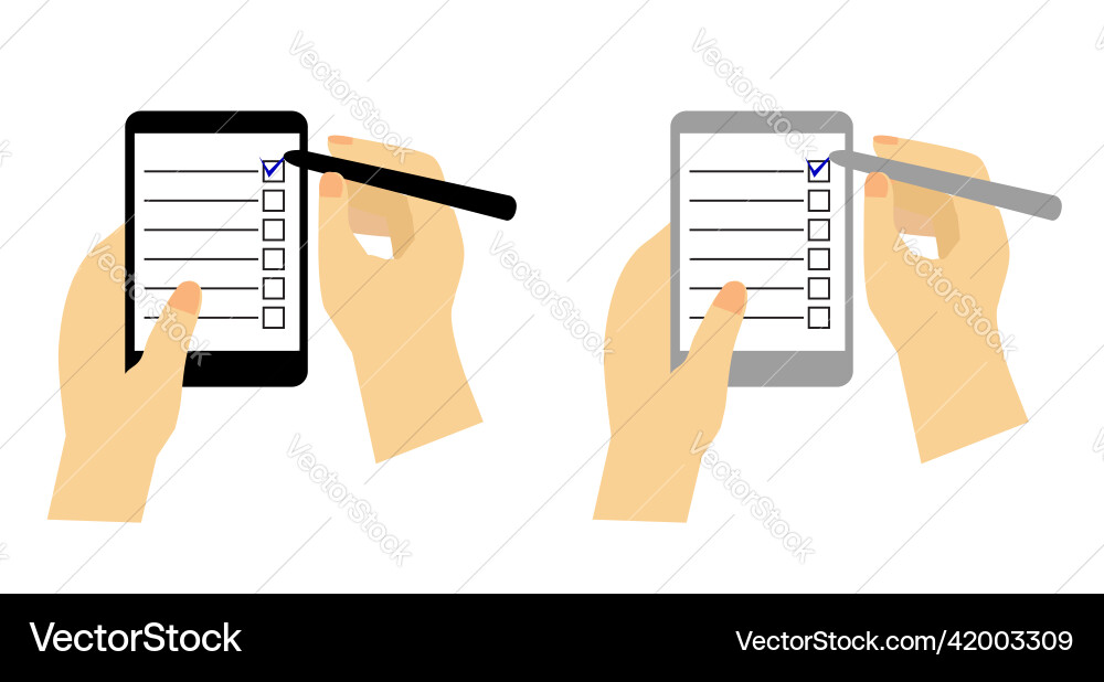 Simple set 2 hand make a check list with stylus Simple set 2 hand make a check list with stylus vector image