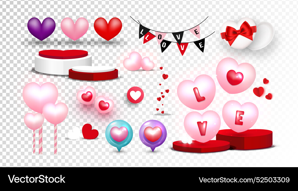 Valentines day elements cute graphic element Vector Image