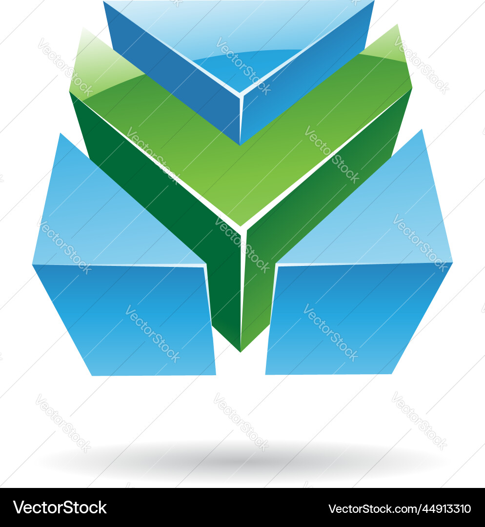 3d glossy abstract metallic logo icon of green 3d glossy abstract metallic logo icon of green vector image