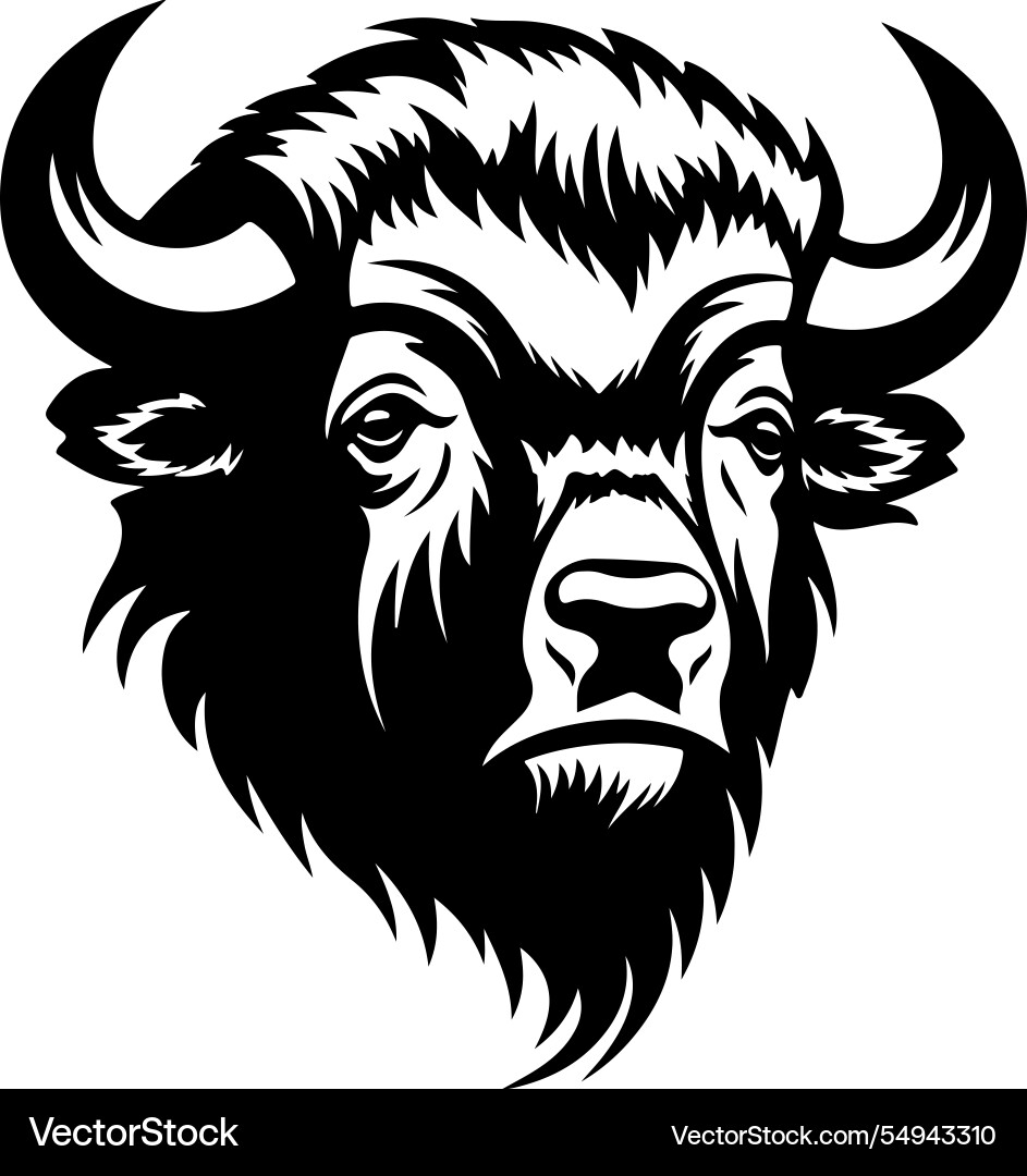 A bison head design on white background vector image
