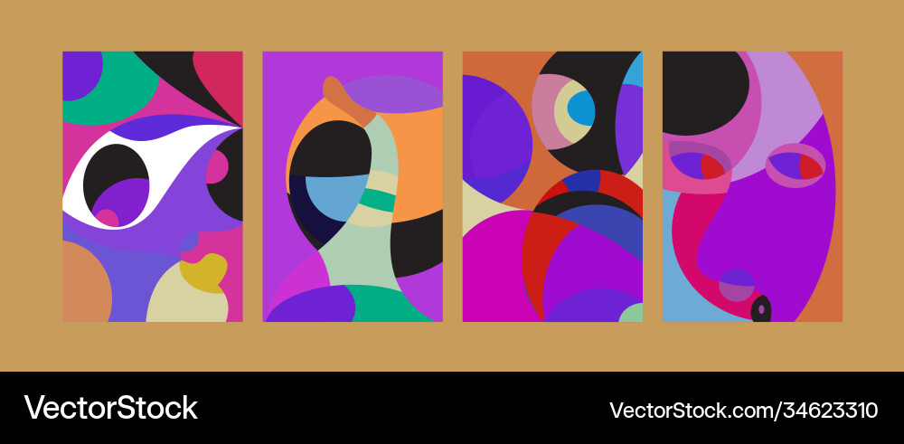 Abstract colorful geometric and curvy pattern Vector Image