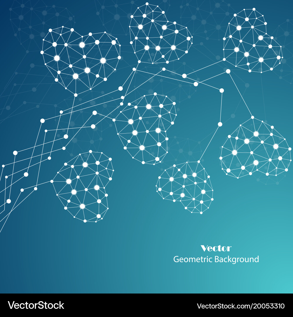 Abstract hearts made of connected lines and dots Abstract hearts made of connected lines and dots vector image