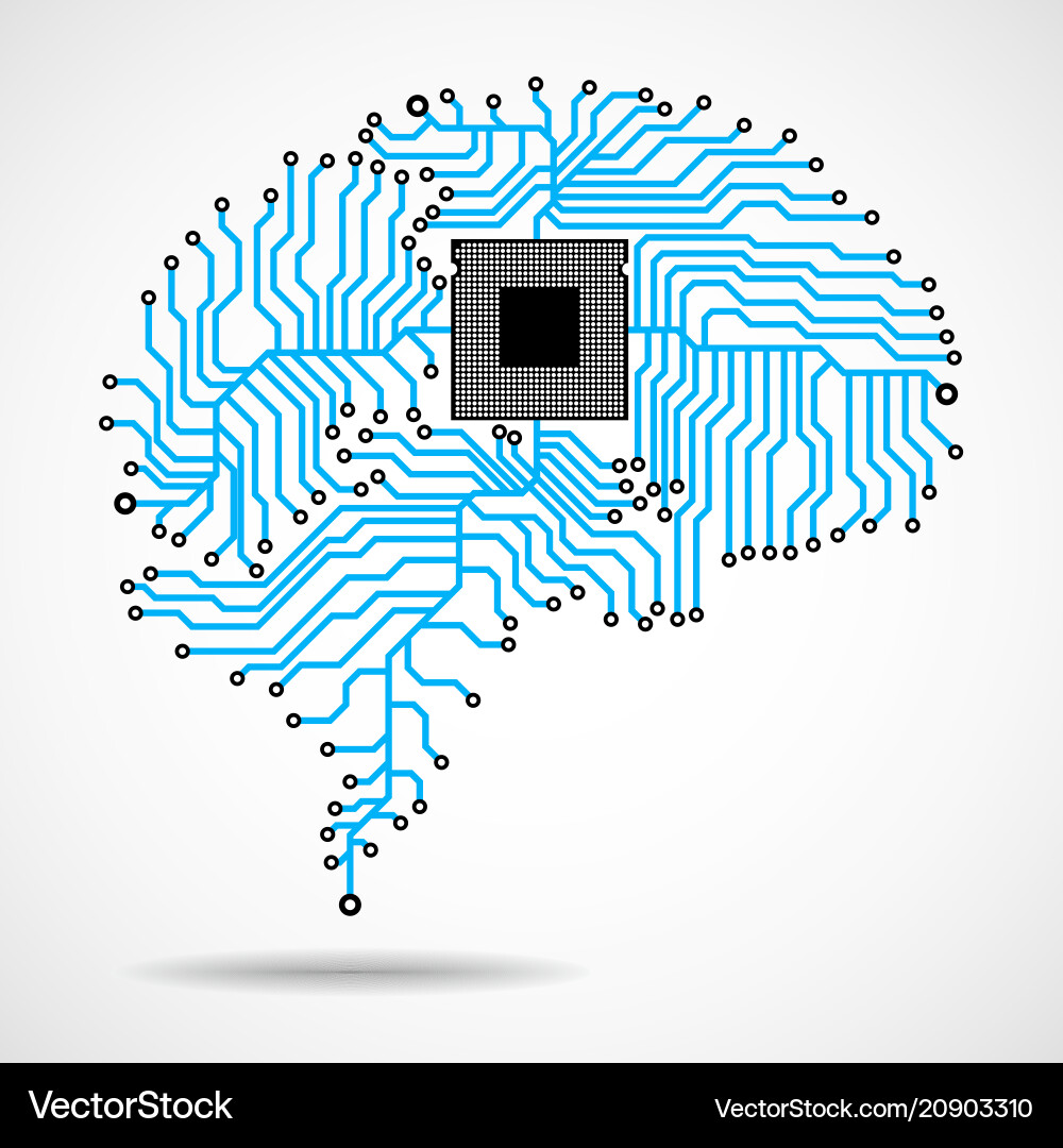 Abstract technological brain cpu vector image