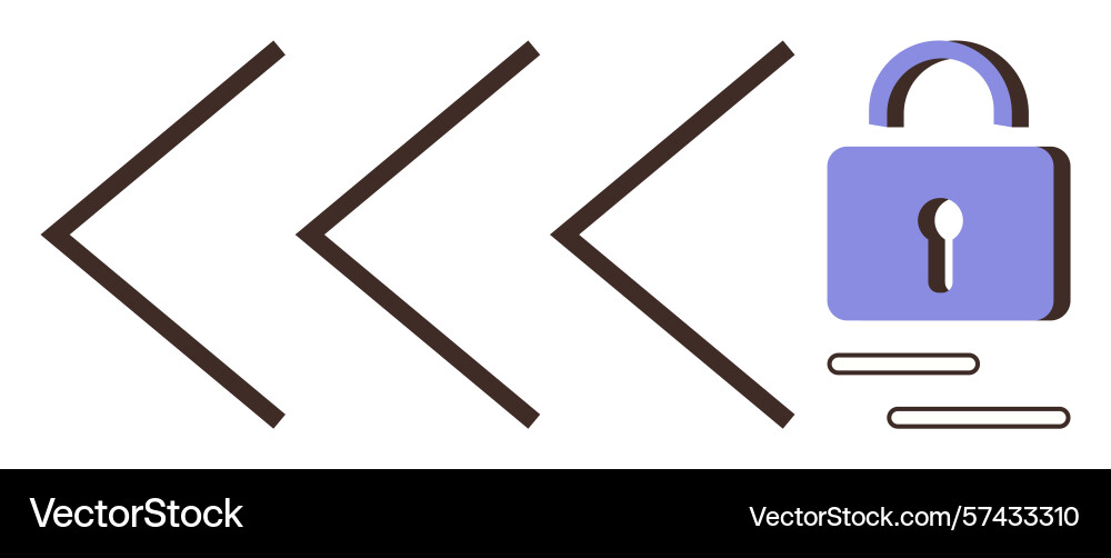 Arrow symbols pointing left with a lock icon Arrow symbols pointing left with a lock icon vector image