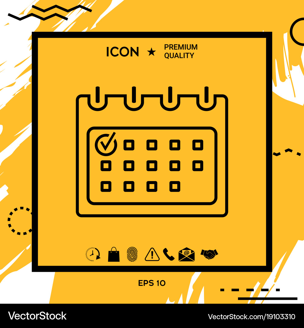 Calendar with check mark- line icon vector image