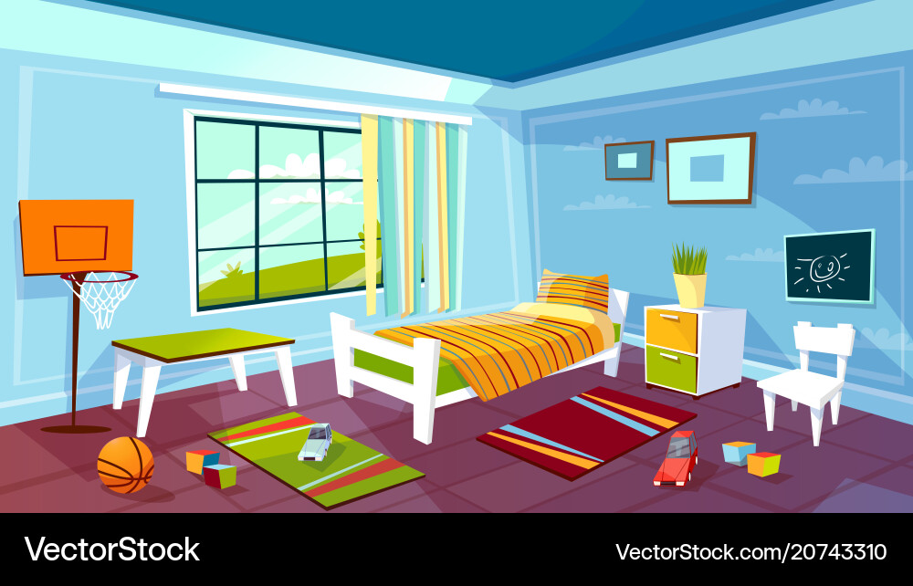 Child room cartoon of kid boy vector image