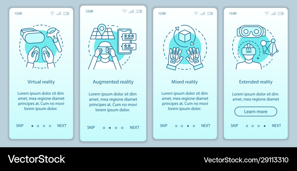 Extended reality onboarding mobile app page Extended reality onboarding mobile app page vector image