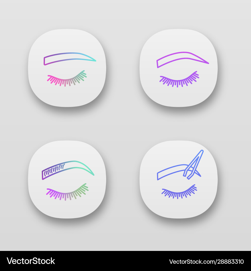 Eyebrows shaping app icons set Eyebrows shaping app icons set vector image