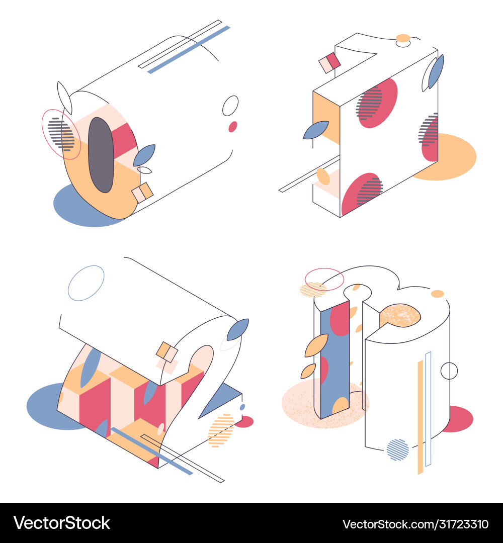 Funny colored isometric numbers sequence from zero Funny colored isometric numbers sequence from zero vector image