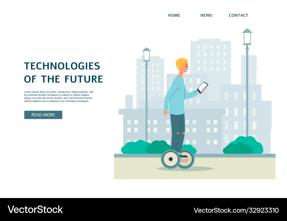 Future technology banner template with man using Future technology banner template with man using Vector Image