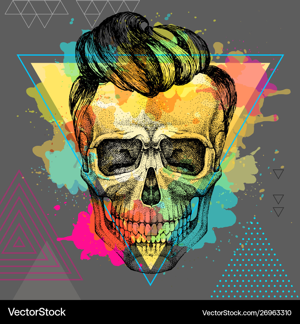 Hand Zeichnung Hipster Schädel Hand Zeichnung Hipster Schädel vektorbild