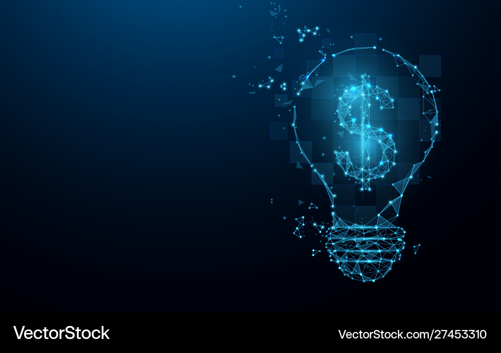 Idea bulb with dollar sign from lines and particle Idea bulb with dollar sign from lines and particle vector image