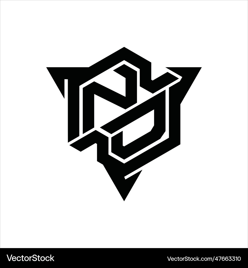 Nd logo monogram hexagon shape with triangle Vector Image