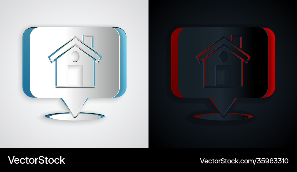Paper cut map pointer with house icon isolated Paper cut map pointer with house icon isolated vector image