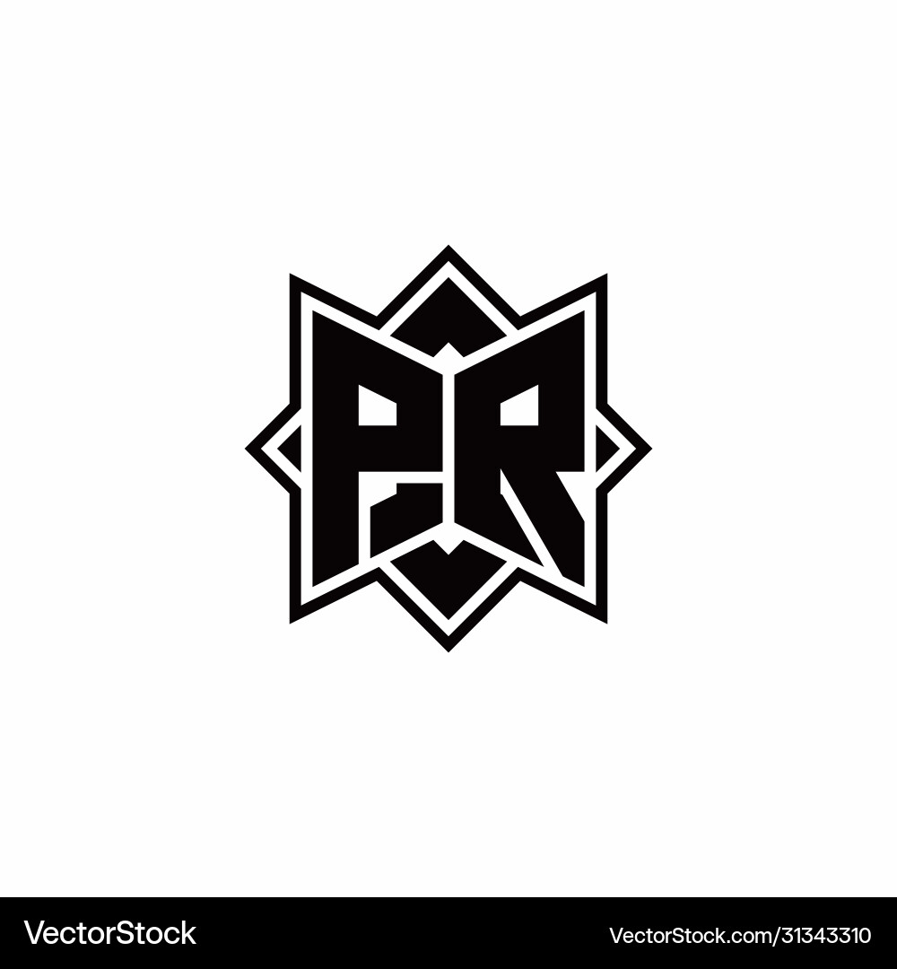 Pr monogram logo with square rotate style outline Pr monogram logo with square rotate style outline Vector Image