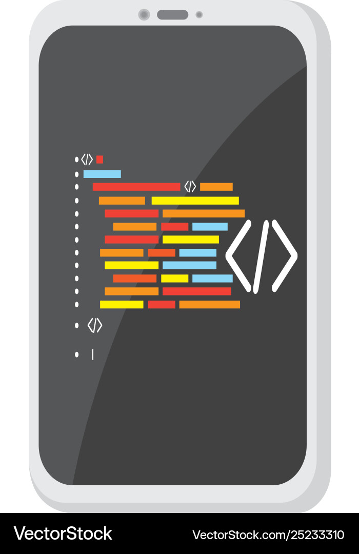 Programming code on a smartphone icon vector image