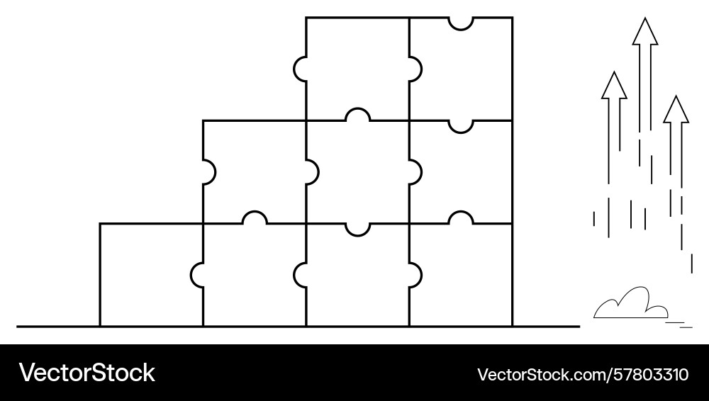 Puzzle blocks forming a staircase with arrows Vector Image