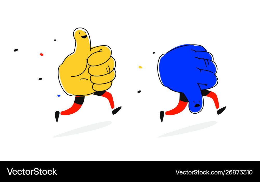 Running characters like and dislike flat style vector image