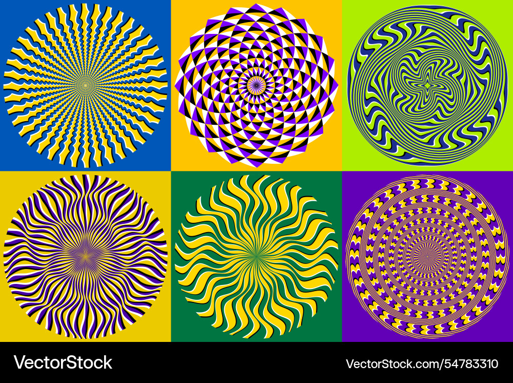 Set of different circular striped patterns vector image