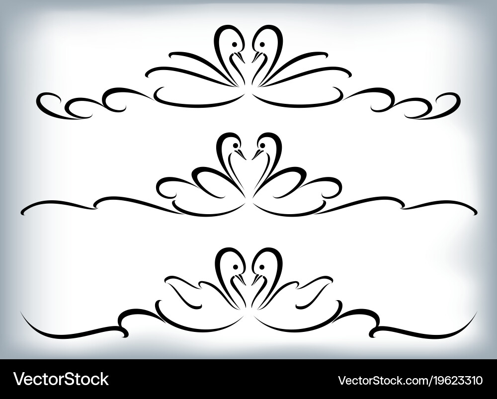 Set of vignettes with swans eps10 vector image