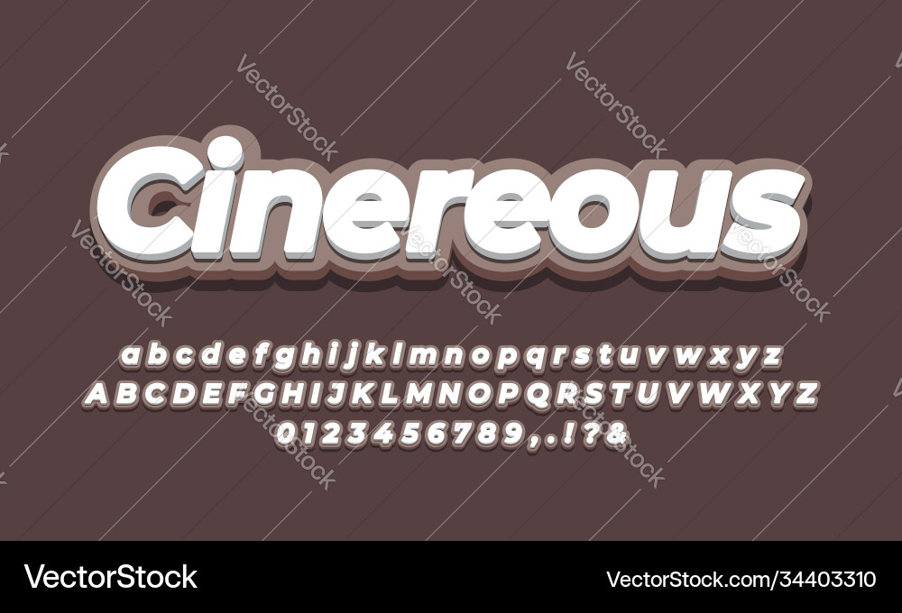 Soft brown color 3d text effect Vector Image