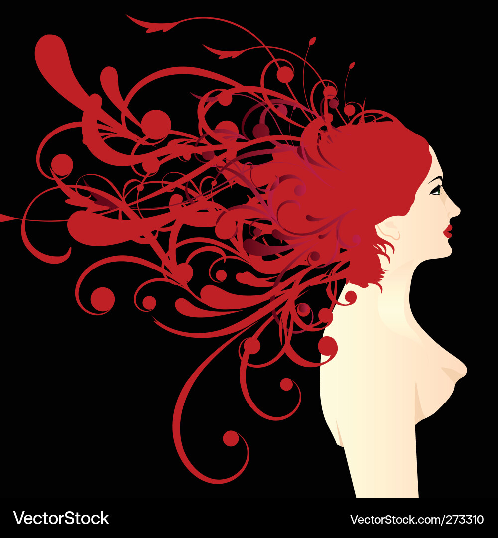 Swirl Hair Portrait Vector Image