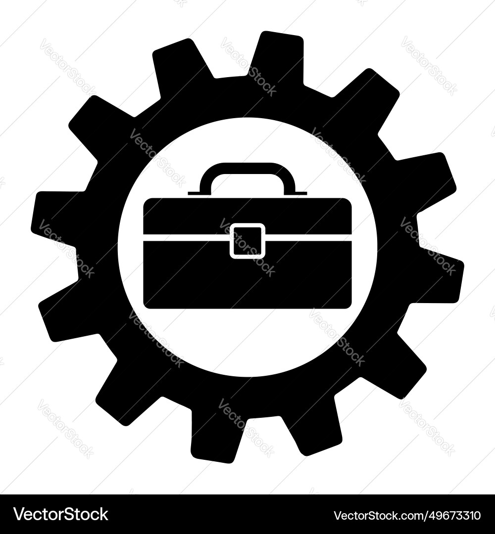 Tool box on gear isolated icon simple element Tool box on gear isolated icon simple element vector image