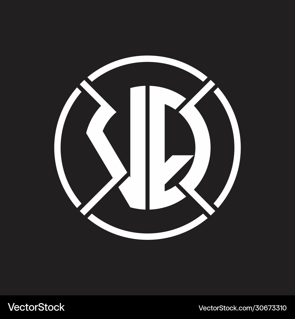 Vq logo monogram with four part circle slash Vq logo monogram with four part circle slash vector image