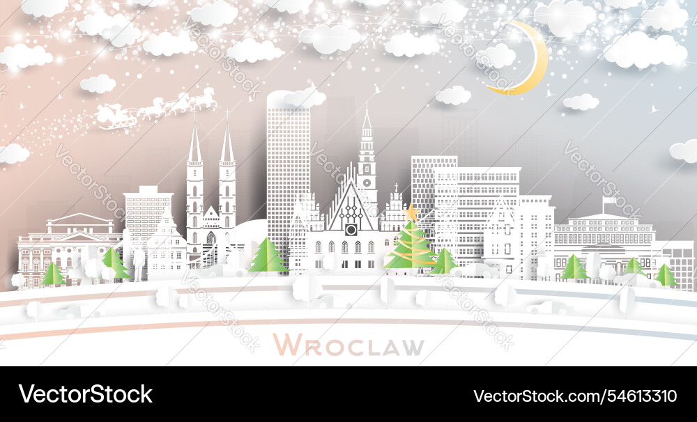 Wroclaw poland winter city skyline im papier geschnitten Wroclaw poland winter city skyline im papier geschnitten vektorbild