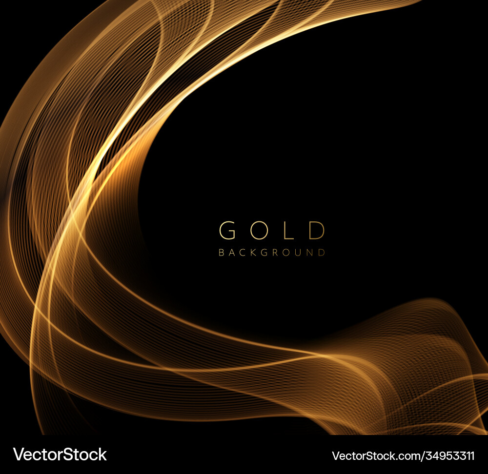 Abstract shiny golden wavy design element flow Abstract shiny golden wavy design element flow vector image