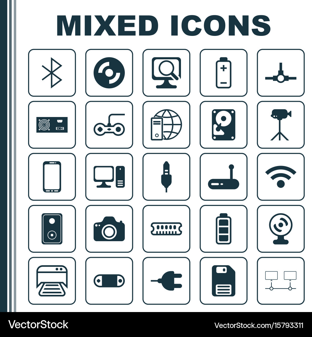 Computer icons set collection of dynamic memory Vector Image