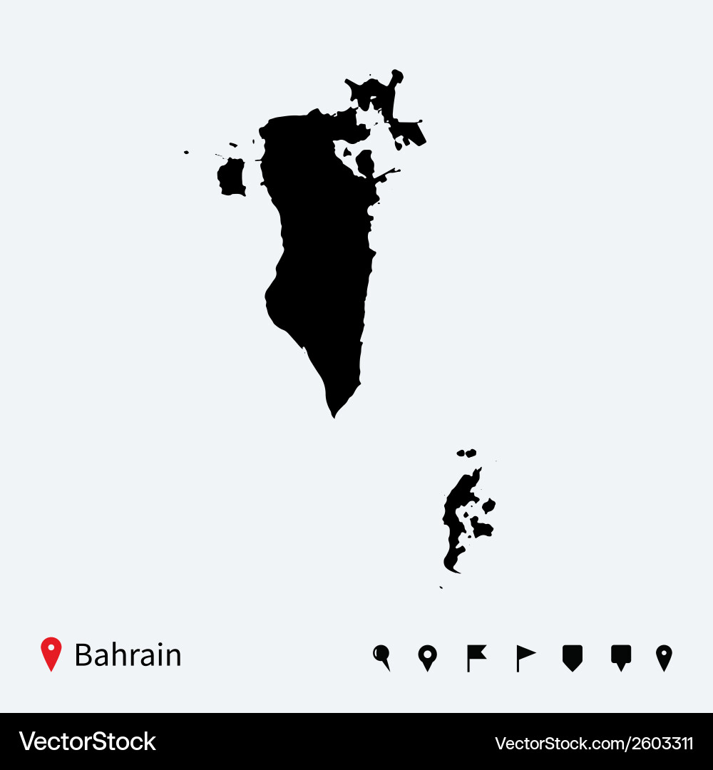 Detailed Bahrain Map with Navigation Icons Vector Image